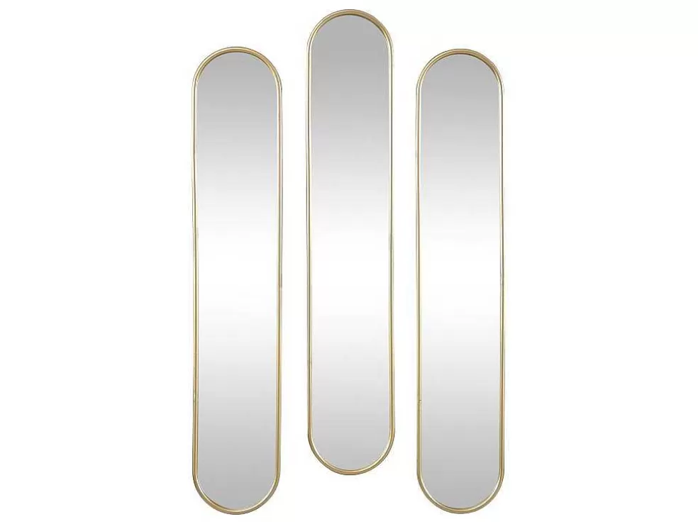 Flash Sale Set Van 3 Ovale Spiegels Van Metaal - B23 X H120 Cm - Goudkleurig - Jaylen Spiegel