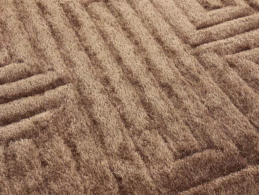 Hot Shaggy Hoogpolig Vloerkleed In Relief - 160 X 230 Cm - Donkerbruin - Maze Tapijt Hoogpolig