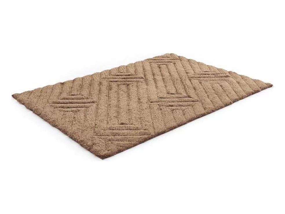 Hot Shaggy Hoogpolig Vloerkleed In Relief - 160 X 230 Cm - Donkerbruin - Maze Tapijt Hoogpolig