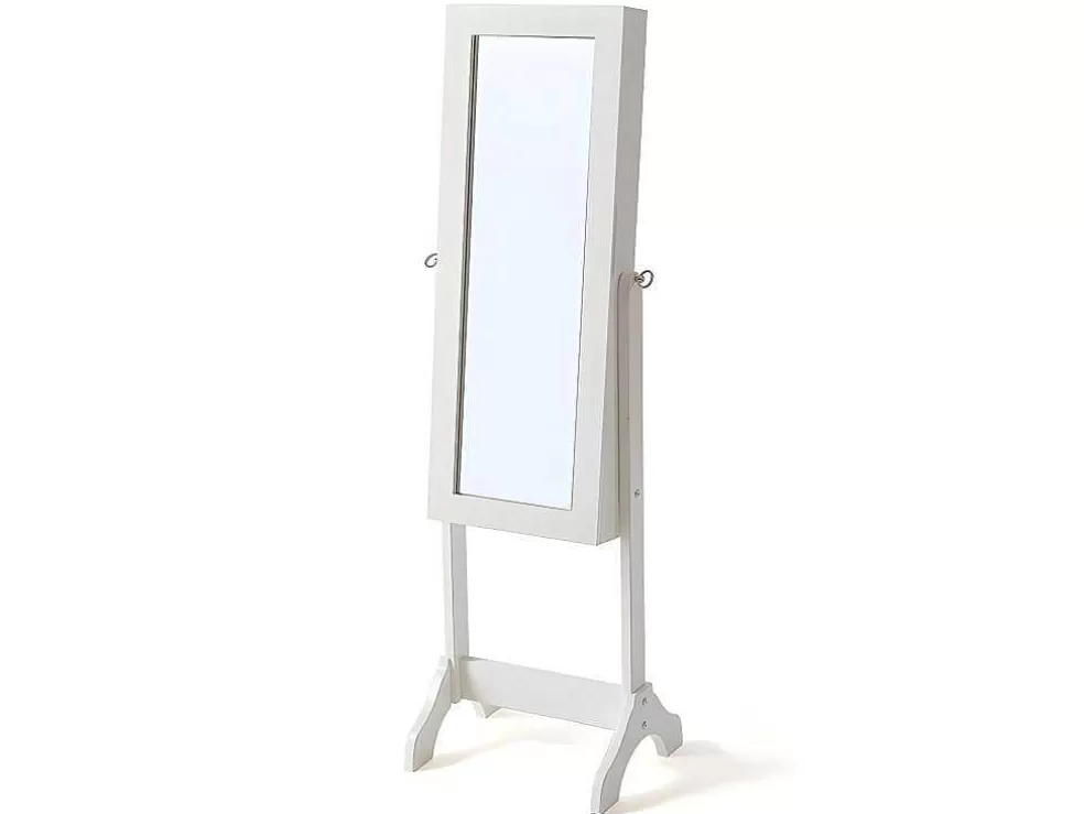Hot Sieradenkastje Met Spiegel Berenice - Mdf En Grenen - 120 X 39 X 30 Cm - Wit Decoratieobject Voor Binnen