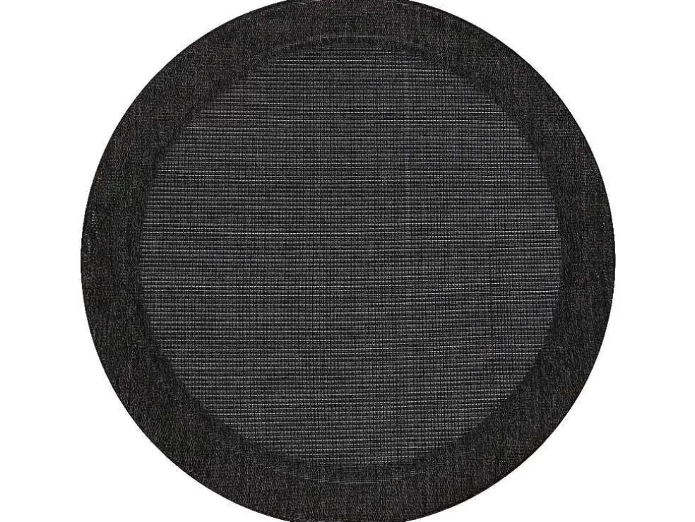 Online Sisal Tapijt Timo 5000 Cirkel Buitenshuis Kader Zwart Cercle 120 Cm Tapijt Rond