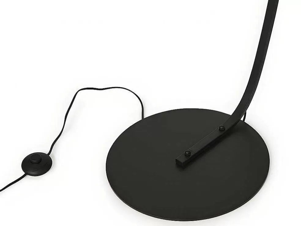 Discount Staande Lamp Met Boog En Vlechtwerk Neirobi - Etnische Stijl - Ijzer En Rotan - 105 X 40 X 195 Cm - Zwart En Naturel Staande Lamp