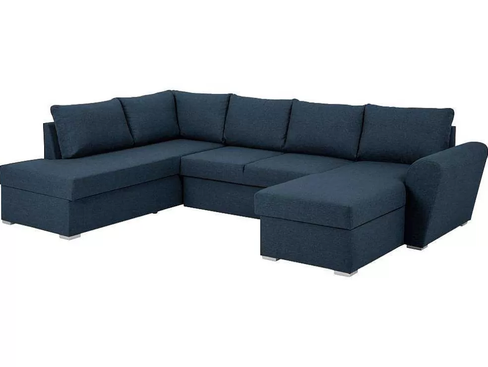 Outlet Stan Slaapbank, Hoek Links Met Chaise Longue Rechts, In Blauw. Modulair