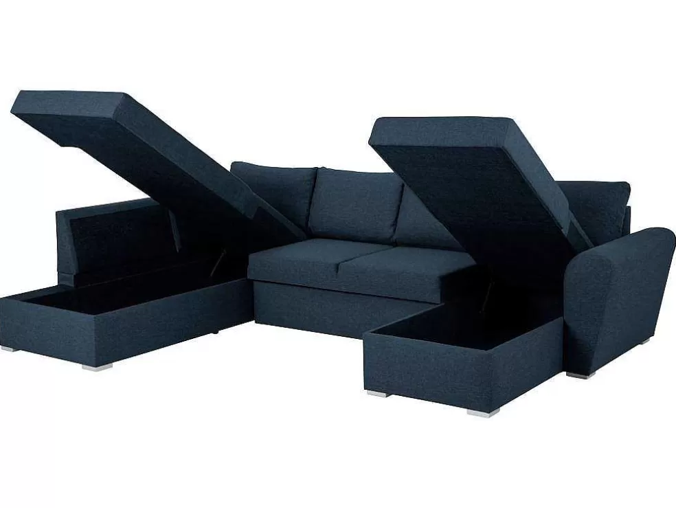 Outlet Stan Slaapbank, Hoek Links Met Chaise Longue Rechts, In Blauw. Modulair