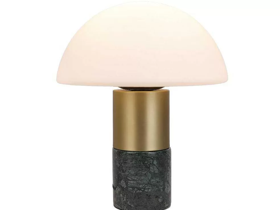 Hot Tafellamp Champignon Van Marmer, Metaal En Glas - D30 X H35 Cm - Wit En Goudkleurig - Langford Lamp