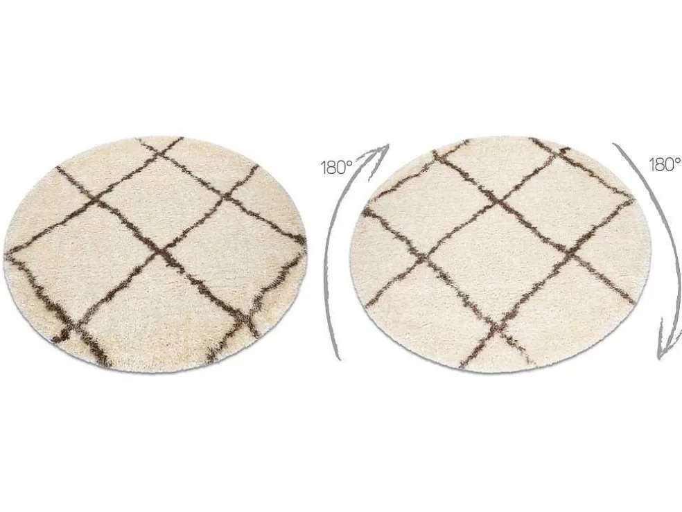 Shop Tapijt Fluffy 2373 Cirkel Shaggy Latwerk Room / Beige Cercle 160 Cm Tapijt Rond