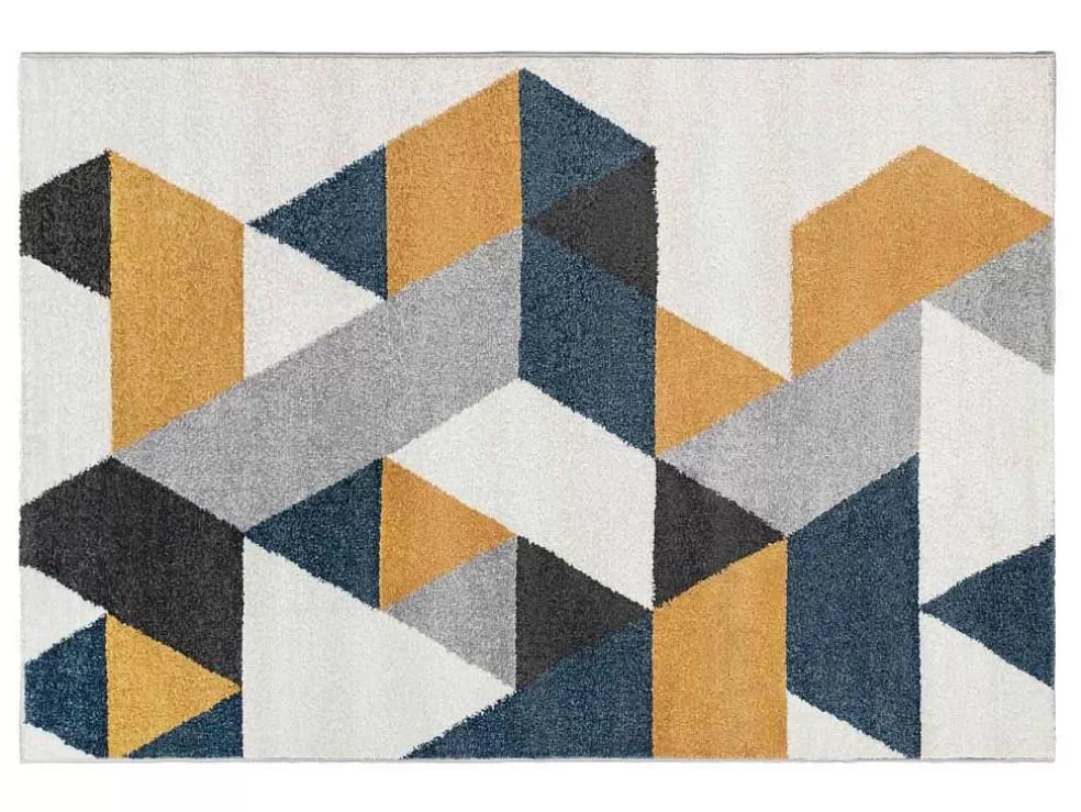 Hot Tapijt Geometrisch Scandinavische Stijl Geomie - Polypropyleen - 120 X 170 Cm - Geel, Grijs En Blauw Tapijt Scandinavisch