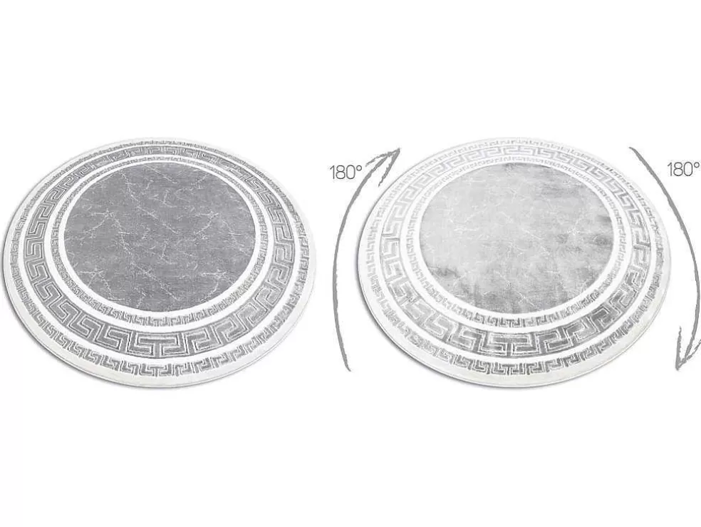 Discount Tapijt Gloss Wiel Modern 2813 27 Stijlvol, Frame, Grieks Grijs Cercle 200 Cm Tapijt Rond