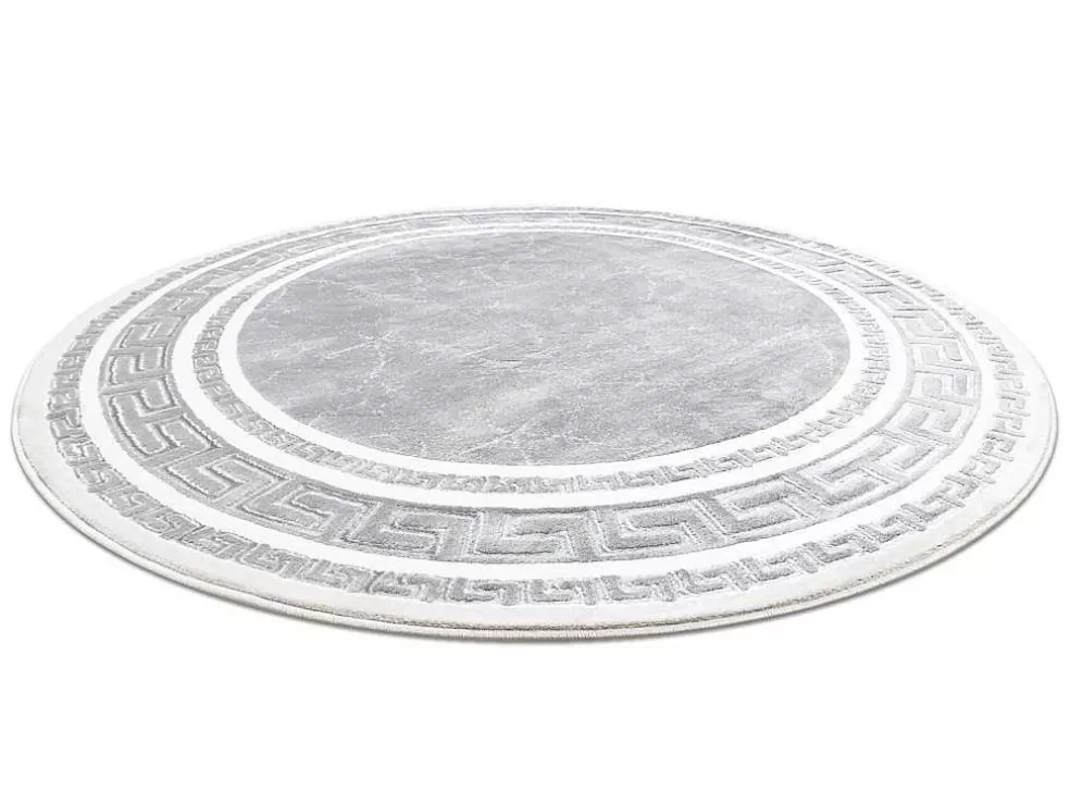 Discount Tapijt Gloss Wiel Modern 2813 27 Stijlvol, Frame, Grieks Grijs Cercle 200 Cm Tapijt Rond