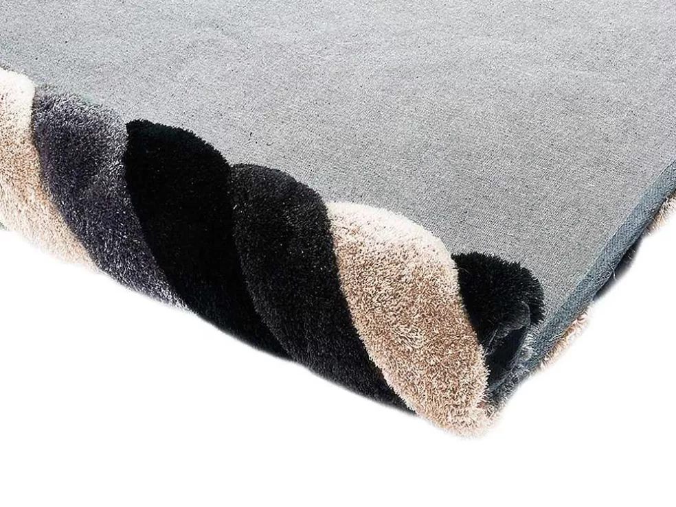 New Tapijt Shaggy Met 3D-Effect Sablier - Polyester - 140 X 200 Cm - Grijs Zwart En Wit Tapijt Hoogpolig