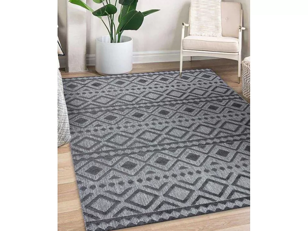 Discount Tapijt Structureel Sole D3852 Boho, Diamanten Plat Geweven, Twee Poolh 200X290 Cm Groot Tapijt