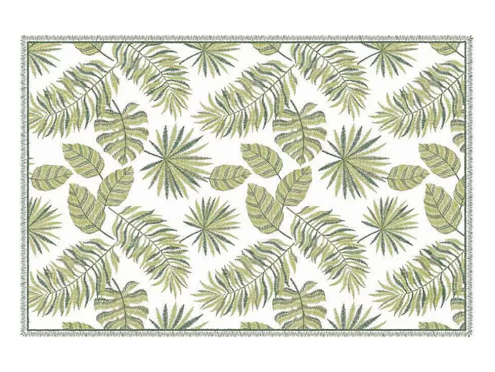 Flash Sale Tapijt Van Vinyl Met Tropisch Motief - 120 X 180 Cm - Groen En Wit - Tropicala Tapijt Van Vinyl