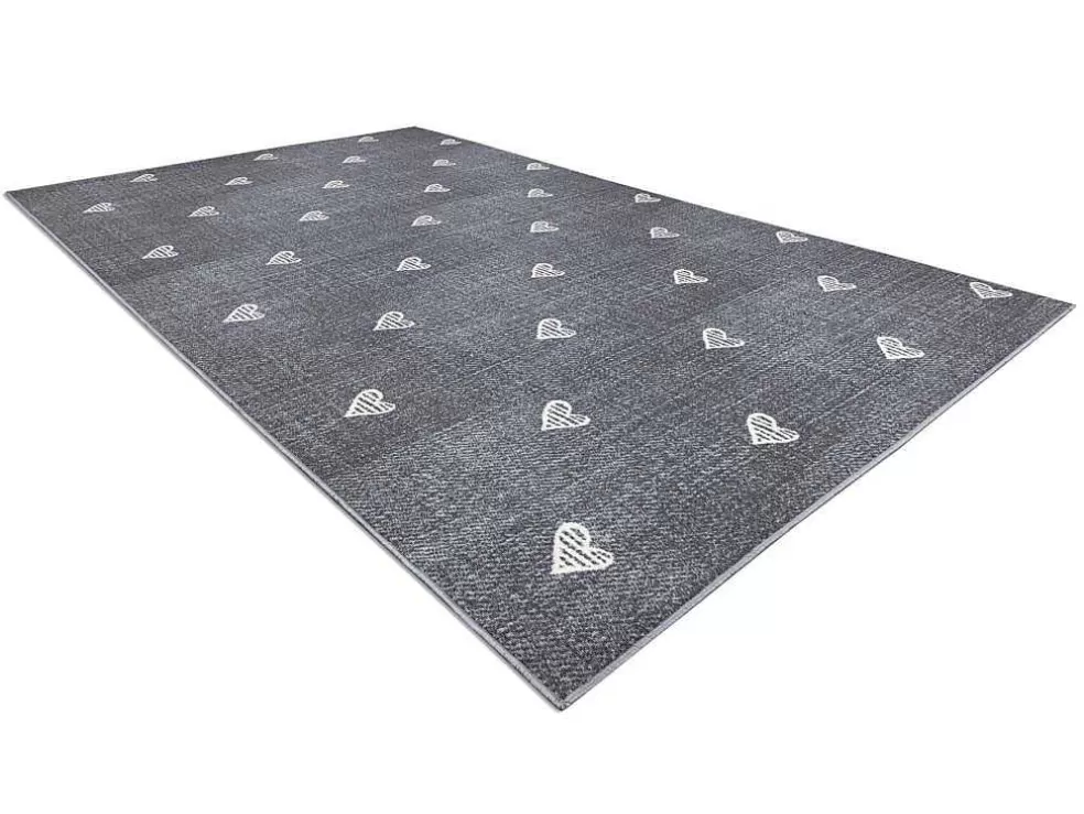 Flash Sale Tapijt Voor Kinderen Hearts Jeans, Gewreven Harten, Kinderen - Grijsk 100X150 Cm Kindervloerkleed