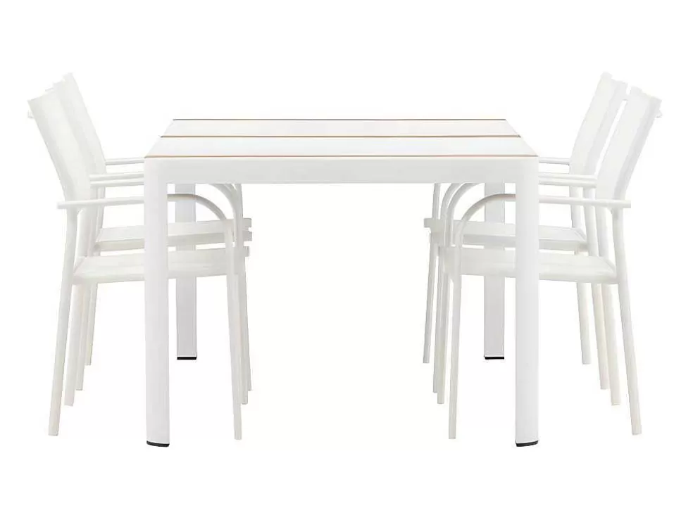 Cheap Togo Tuinmeubelset Tafel 90X150Cm Wit, 4 Stoelen Santorini Wit. Loungeset