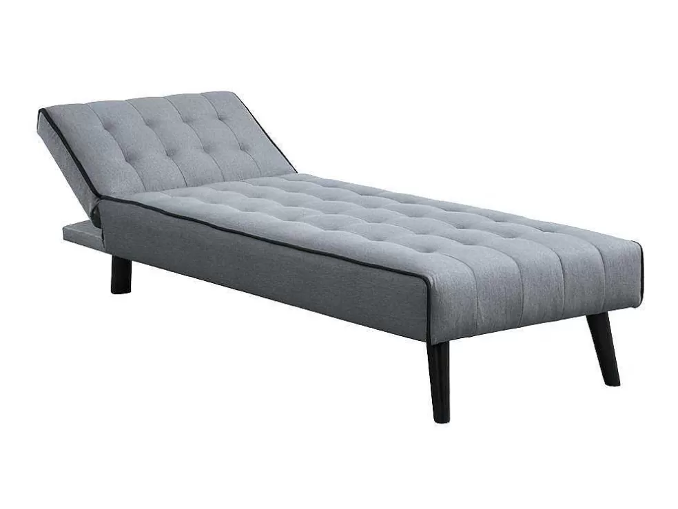 Online Uitklapbare Chaise Longue Bayou Van Stof - Grijs En Zwarte Paspel Chaise Longue