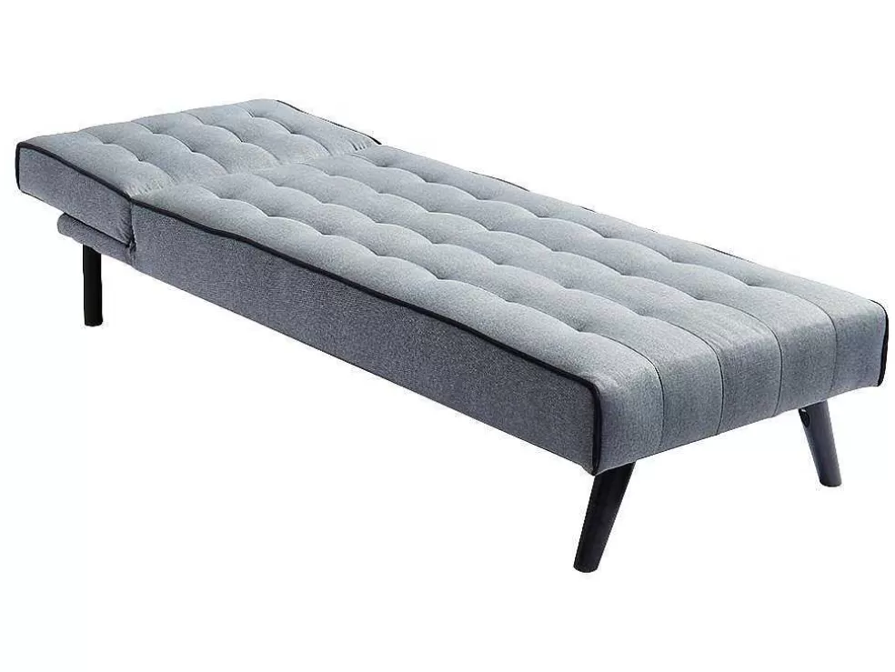 Online Uitklapbare Chaise Longue Bayou Van Stof - Grijs En Zwarte Paspel Chaise Longue