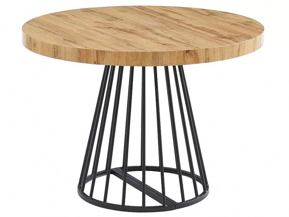 Cheap Uitschuifbare Eettafel 2 Tot 12 Plaatsen Van Mdf En Staal - Naturel En Zwart - Firela Eettafel
