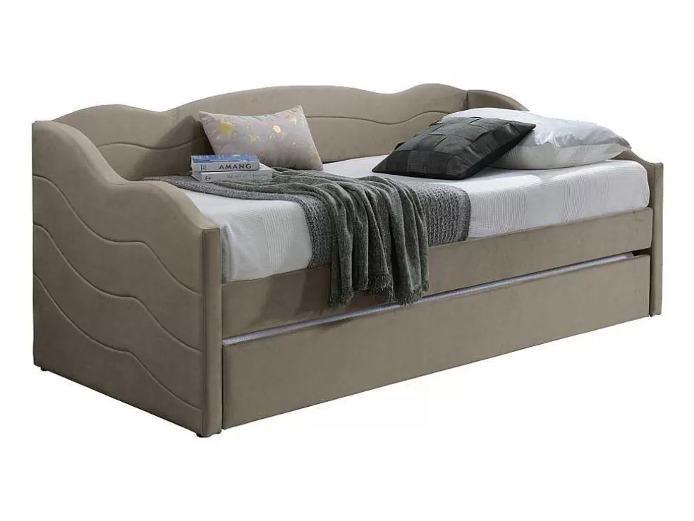Cheap Uitschuifbare Slaapbank 2 X 90 X 190 Cm - Velours - Beige - Lenvia Bed Met Slaaplade