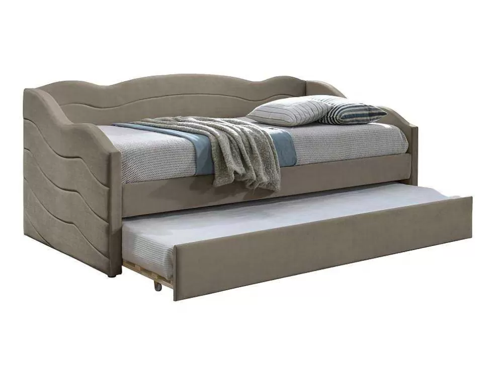 Cheap Uitschuifbare Slaapbank 2 X 90 X 190 Cm - Velours - Beige - Lenvia Bed Met Slaaplade