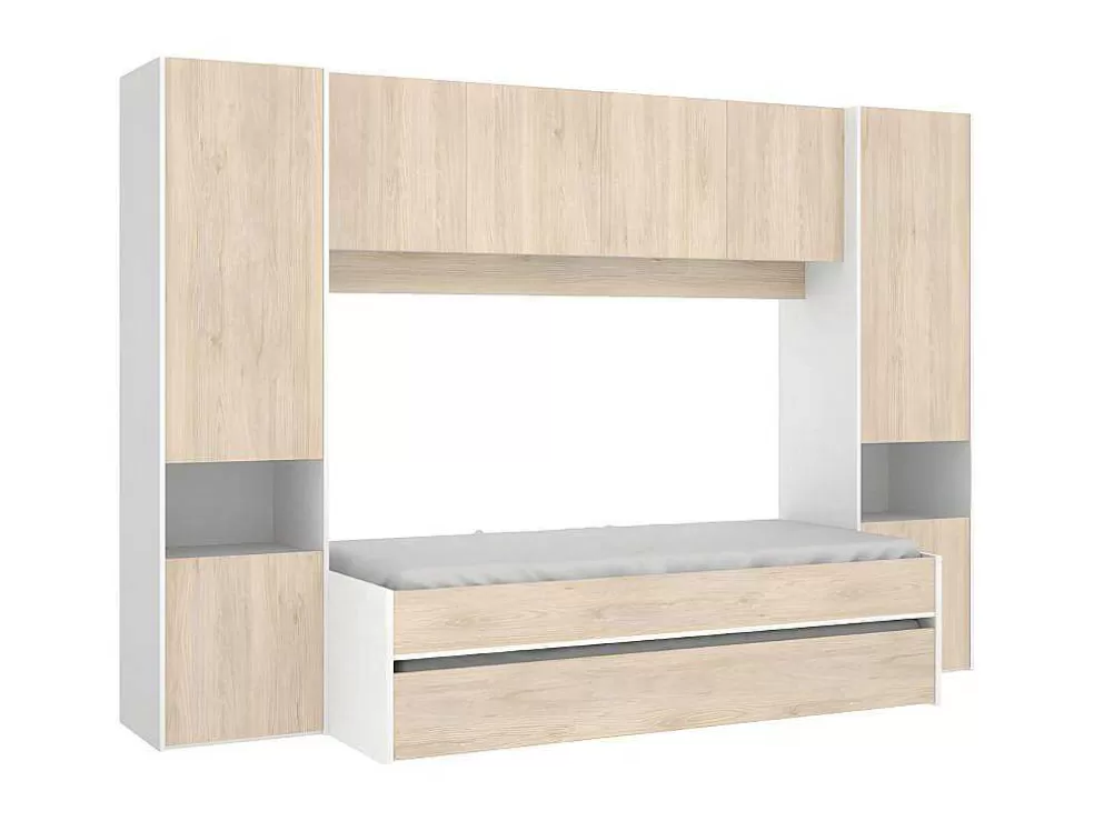 Online Uitschuifbed Selena - 90 X 190 Cm - Kleur: Eiken En Wit Kinderbed