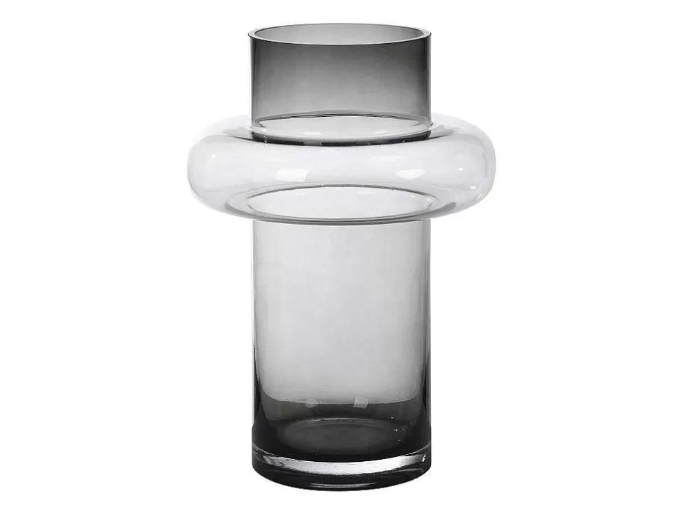 New Vaas Van Getint Glas - D20,5 X H30 Cm - Glas - Gerookt Grijs - Valoit Decoratieobject Voor Binnen