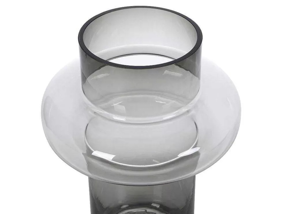 New Vaas Van Getint Glas - D20,5 X H30 Cm - Glas - Gerookt Grijs - Valoit Decoratieobject Voor Binnen