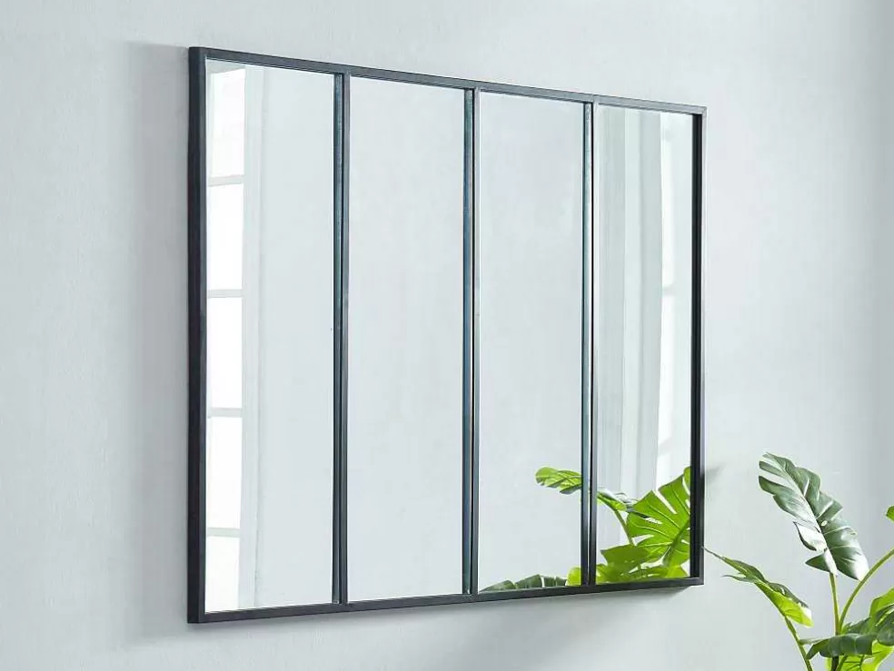 New Vensterspiegel Industriele Stijl Dudley - Ijzer - 4 Delen - H120 X B90 Cm Spiegel