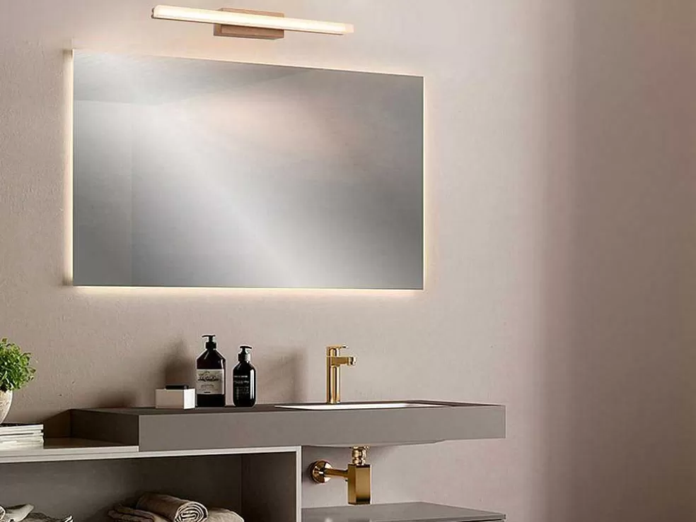 Flash Sale Wandlamp Voor Badkamer Met Ledverlichting - Metaal - L40 Cm - Houtkleur - Salford Wandlamp
