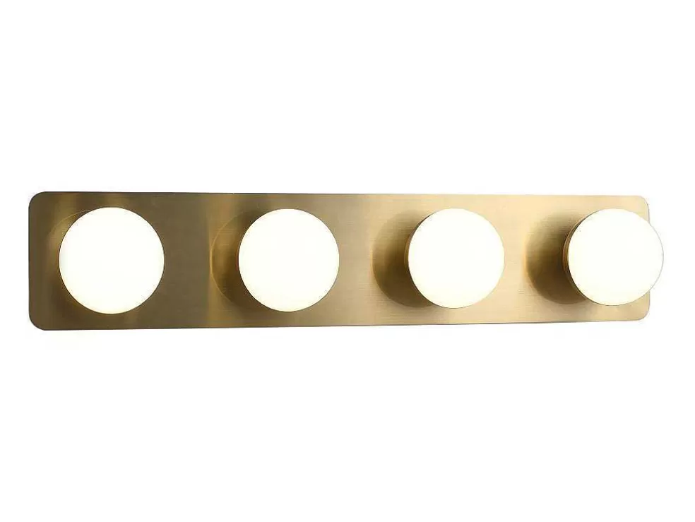 New Wandlamp Voor Badkamer Met Ledverlichting Van Metaal, 4 Spots - L40 Cm - Goudkleurig - Morley Wandlamp