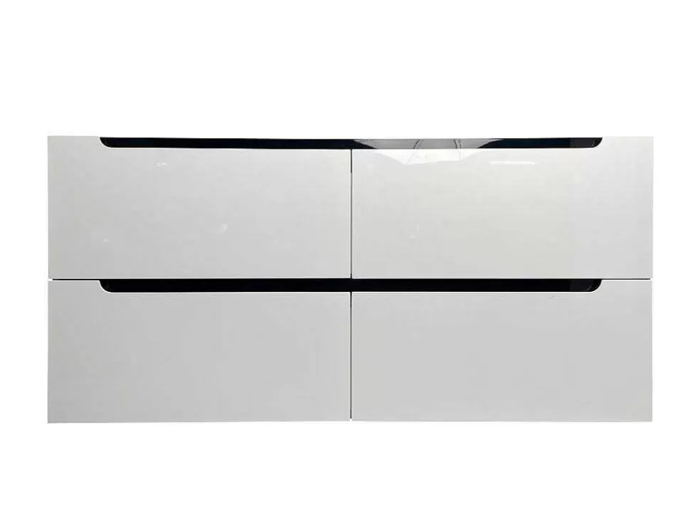 Best Sale Zwevend Wastafelmeubel Met Dubbel Inbouwbekken - Wit - 120 Cm - Selita Dubbele Wastafel
